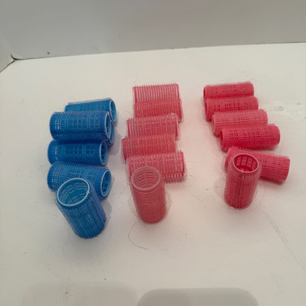 Gently Used group of 18 various small and medium  Velcro rollers